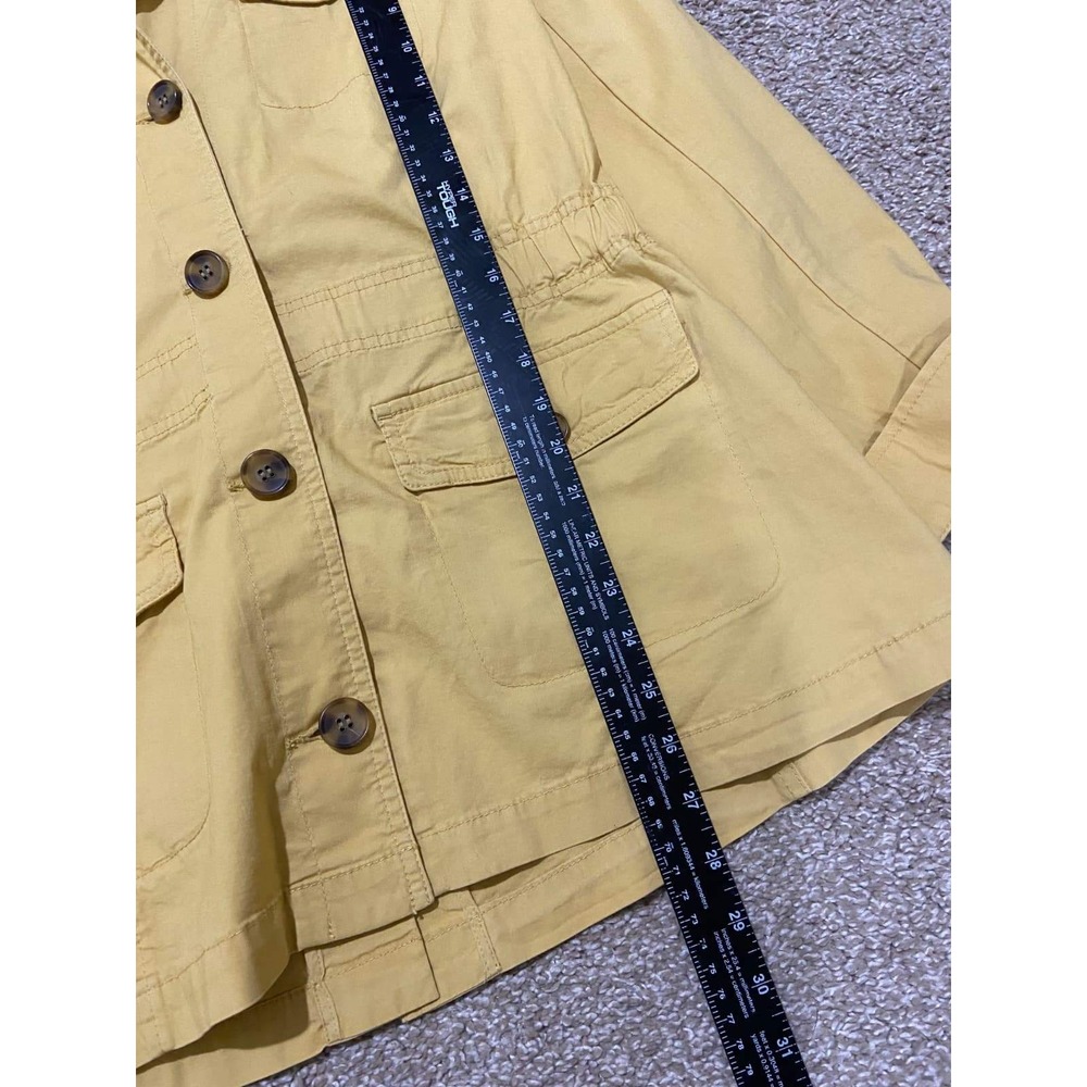 Talbots Mustard Yellow Utility Field Jacket Button Front Cinched Waist Large - Picture 8 of 11